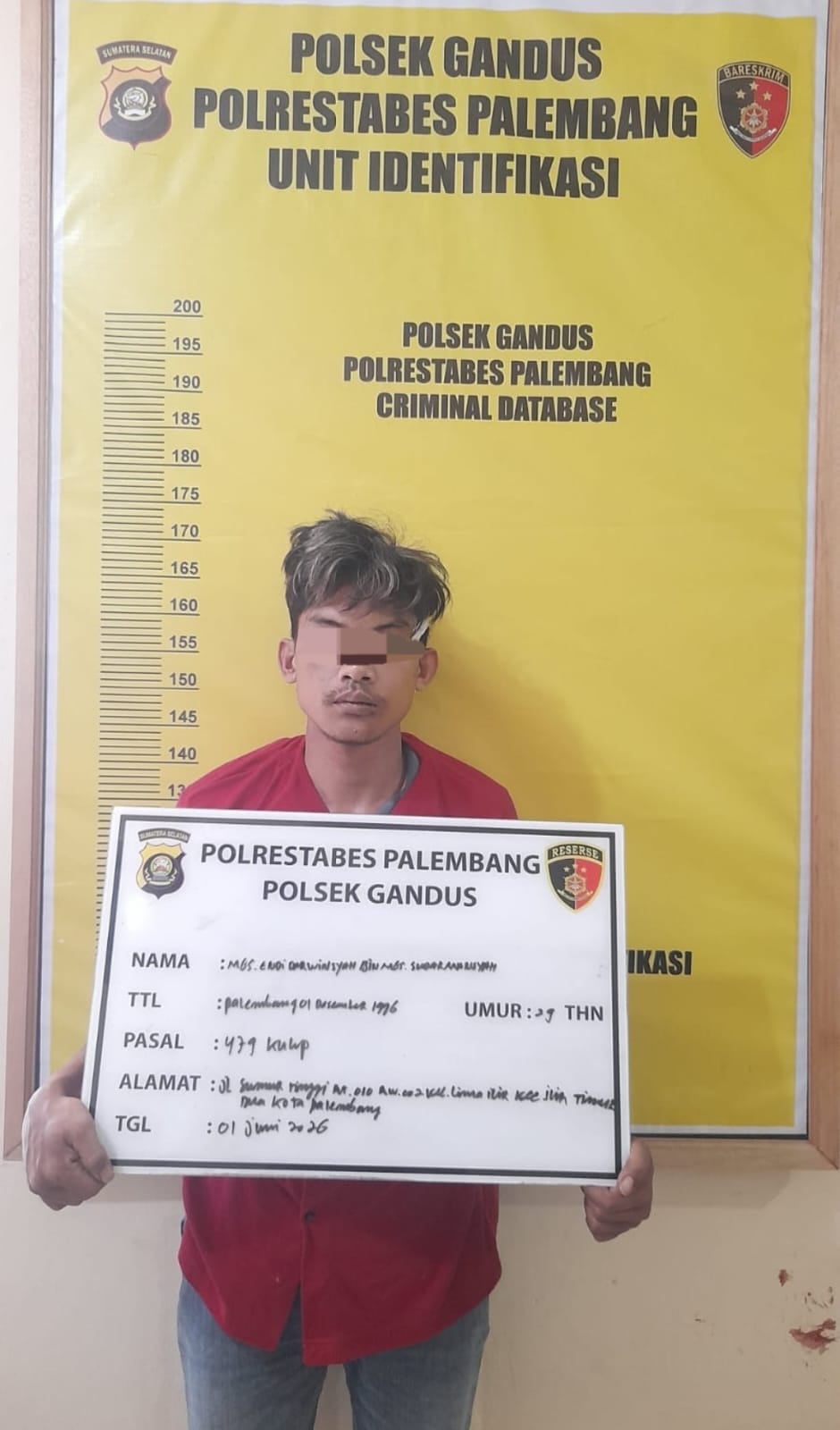 Ini Tampang Pelaku Curanmor Gagal Melancarkan Aksi di Wilayah Gandus Palembang