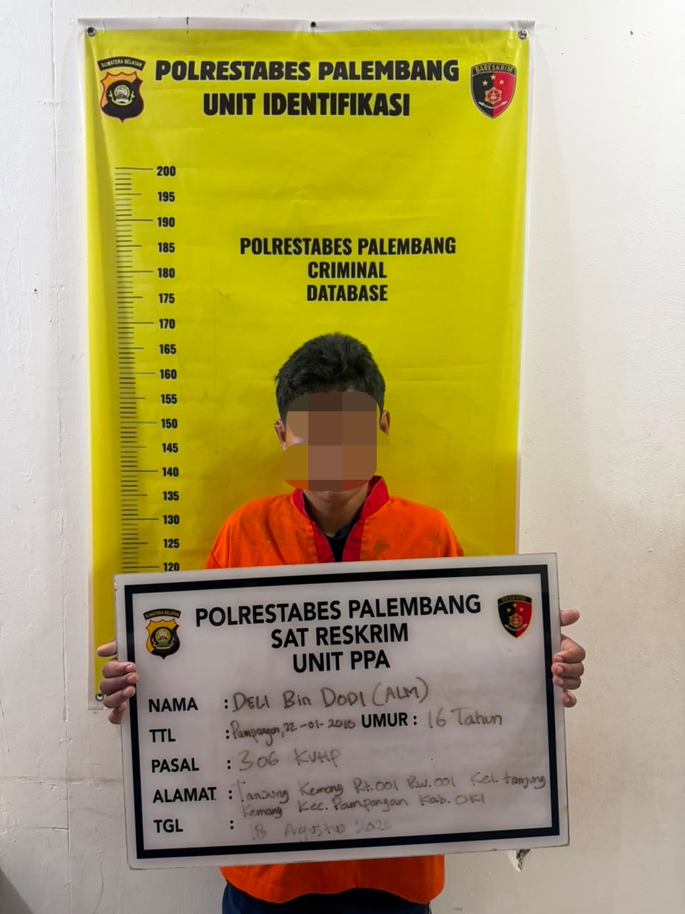 Remaja 16 Tahun Diamankan Polisi, Senpi Rakitan Ditemukan di Kontrakan Palembang