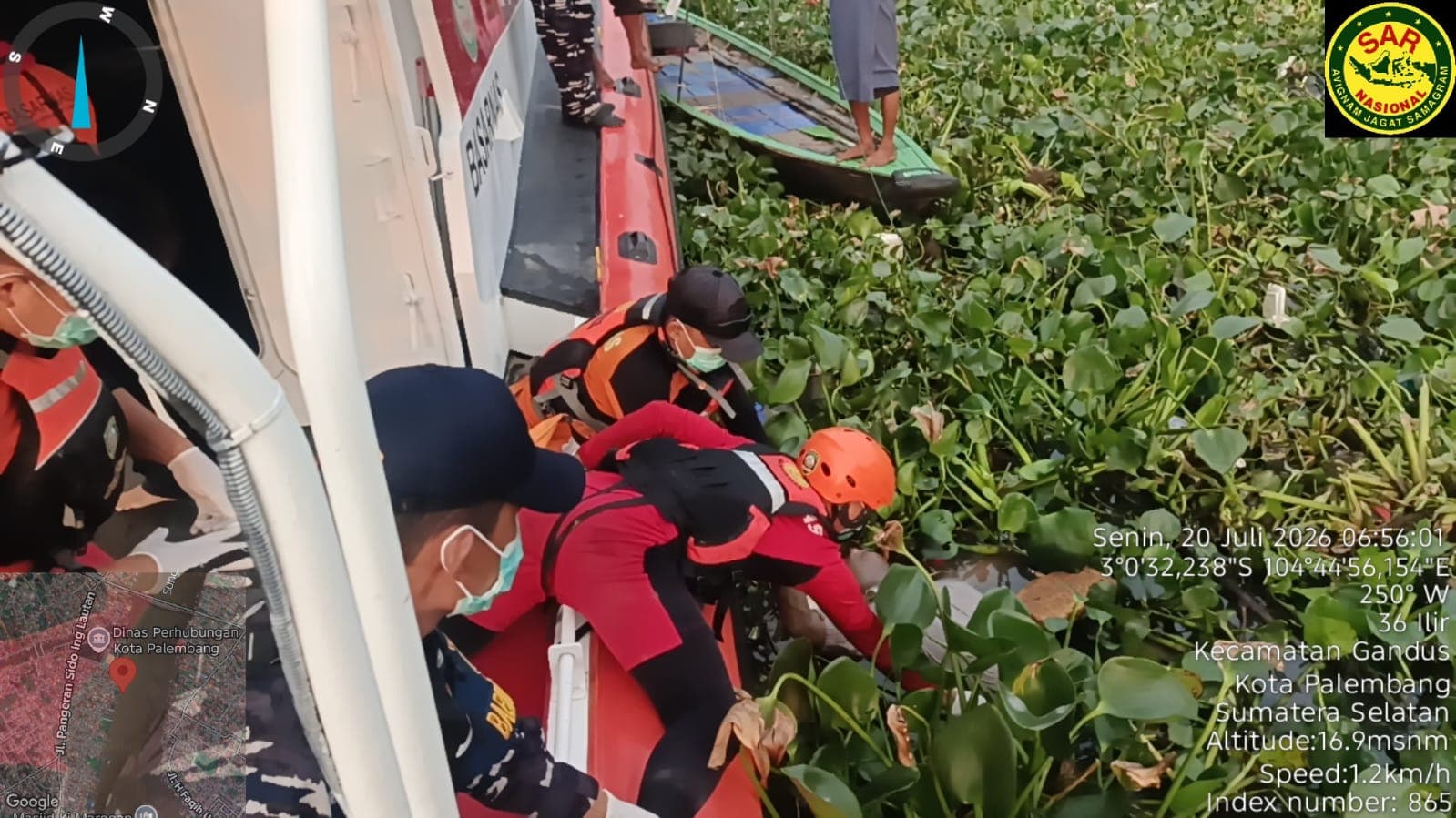 Tim SAR Gabungan Temukan Satu Orang Terjatuh Dari Kapal Jukung ke Sungai Musi Palembang