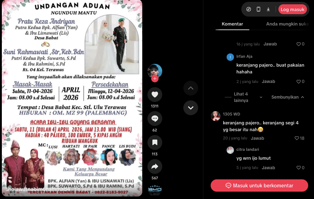 Viral Undangan Nikah di Musi Rawas Janjikan "40 Pajero" untuk Tamu, Faktanya Bikin Netizen Tepok Jidat