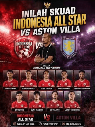 Indonesia All Stars VS Hadapi Aston Villa, Ini Daftar Pemain yang Akan Bertanding