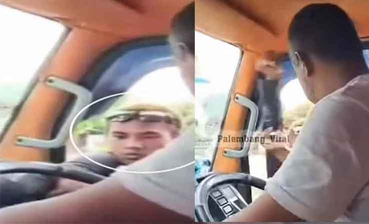 VIRAL LAGI! Aksi Pemalakan Sopir Truk di Palembang