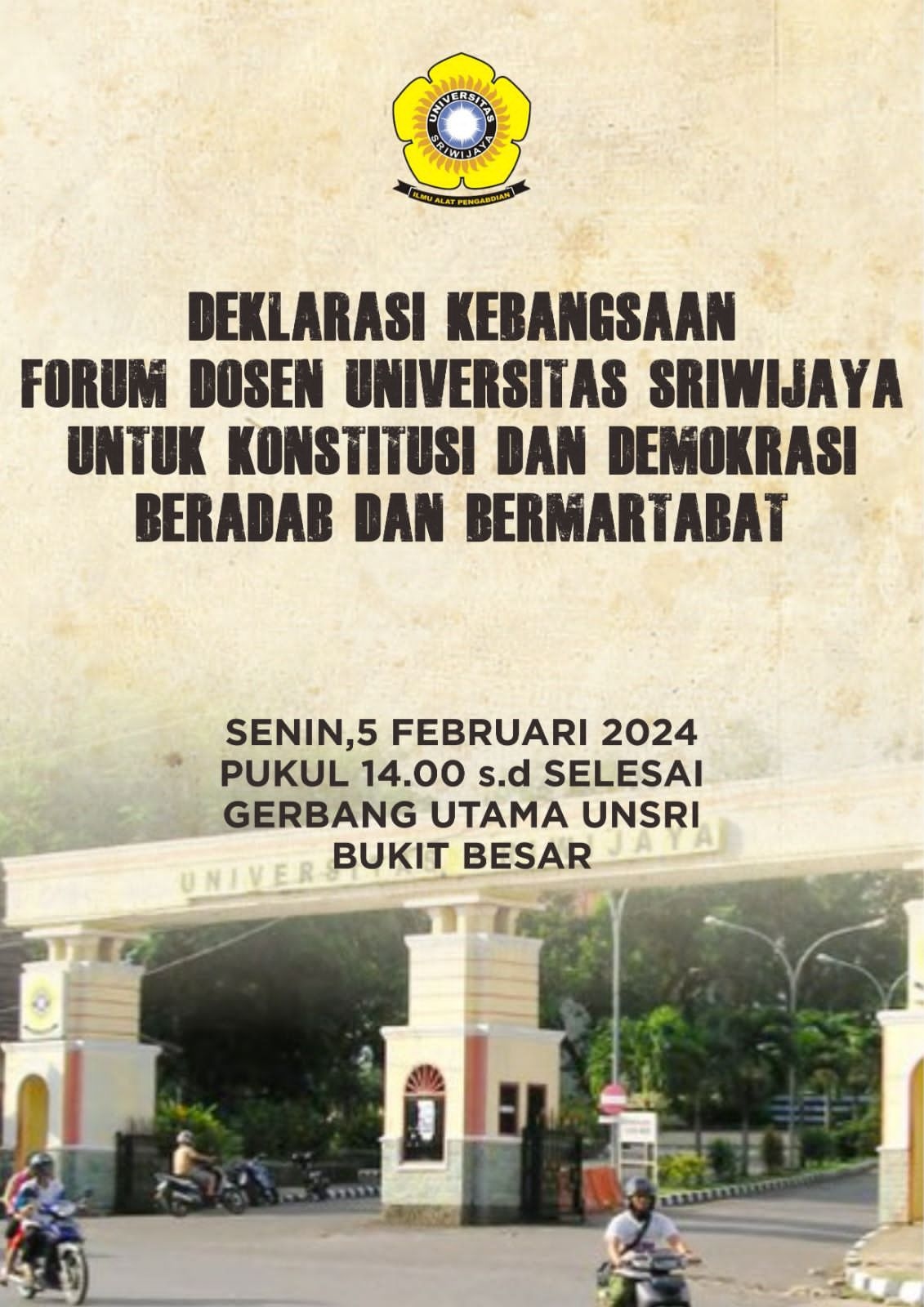 Deklarasi Kebangsaan Forum Dosen Unsri Batal Digelar, Ini Respon Rektorat