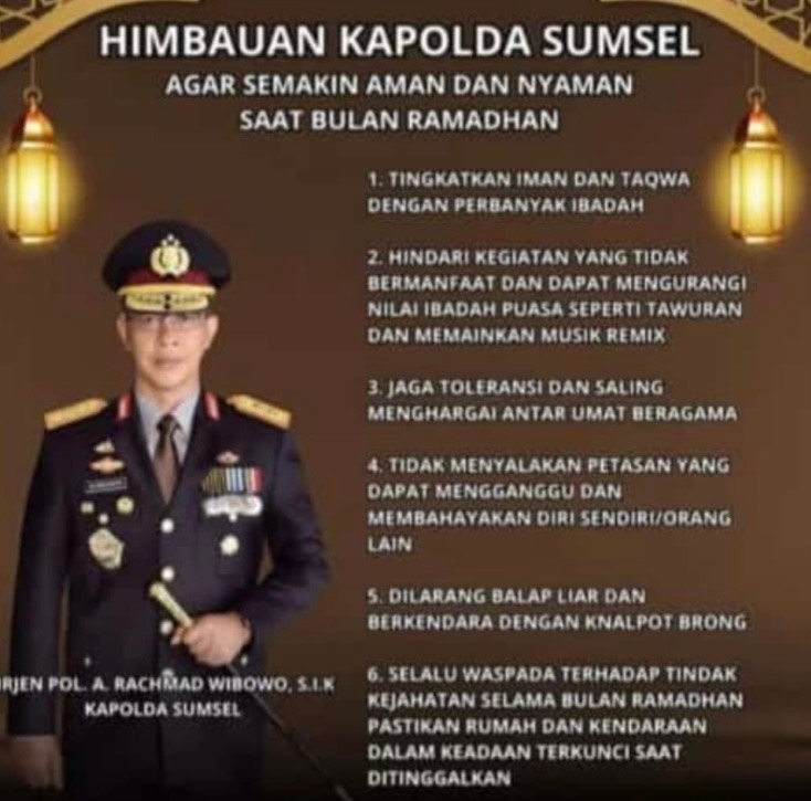 Begini Imbauan Kapolda Sumsel Selama Bulan Ramadhan, Agar Aman dan Nyaman