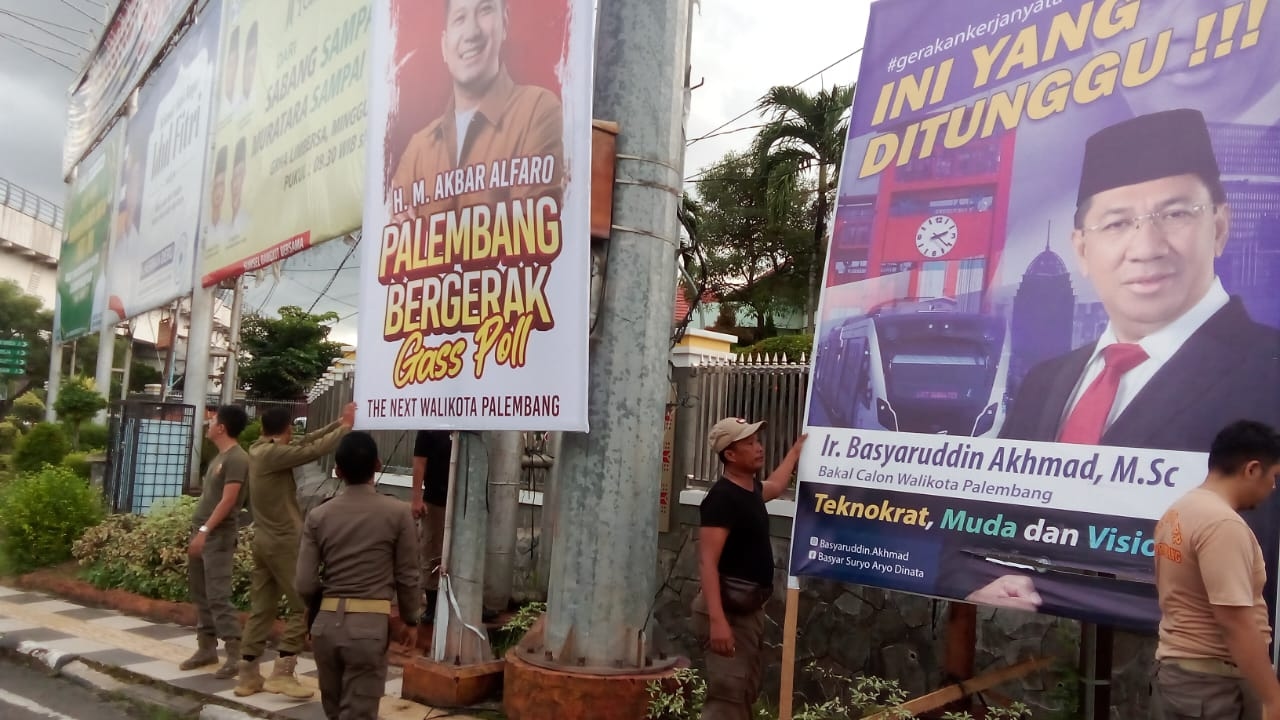 Bawaslu Sumsel Desak Sat Pol PP Lebih Tegas Tertibkan APK yang Melanggar Perda