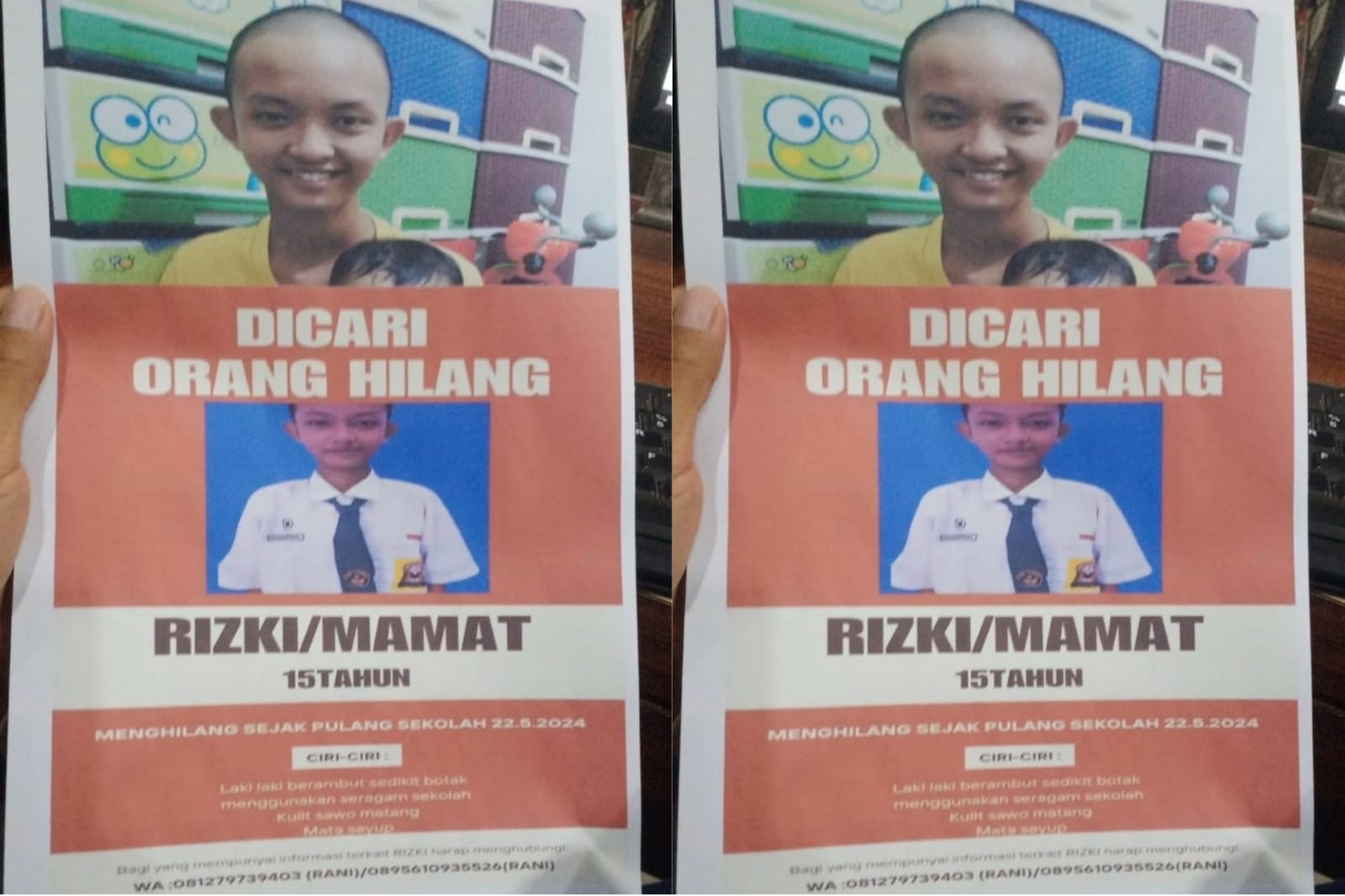 Pulanglah Nak! Sudah 2 Hari Rizki Siswa SMP di Palembang Hilang, Begini Ciri-cirinya