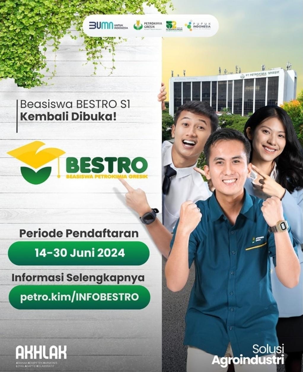 Segera Di buka, Pendaftaran Beasiswa Petrokimia (BESTRO) untuk Jenjang D4/S1