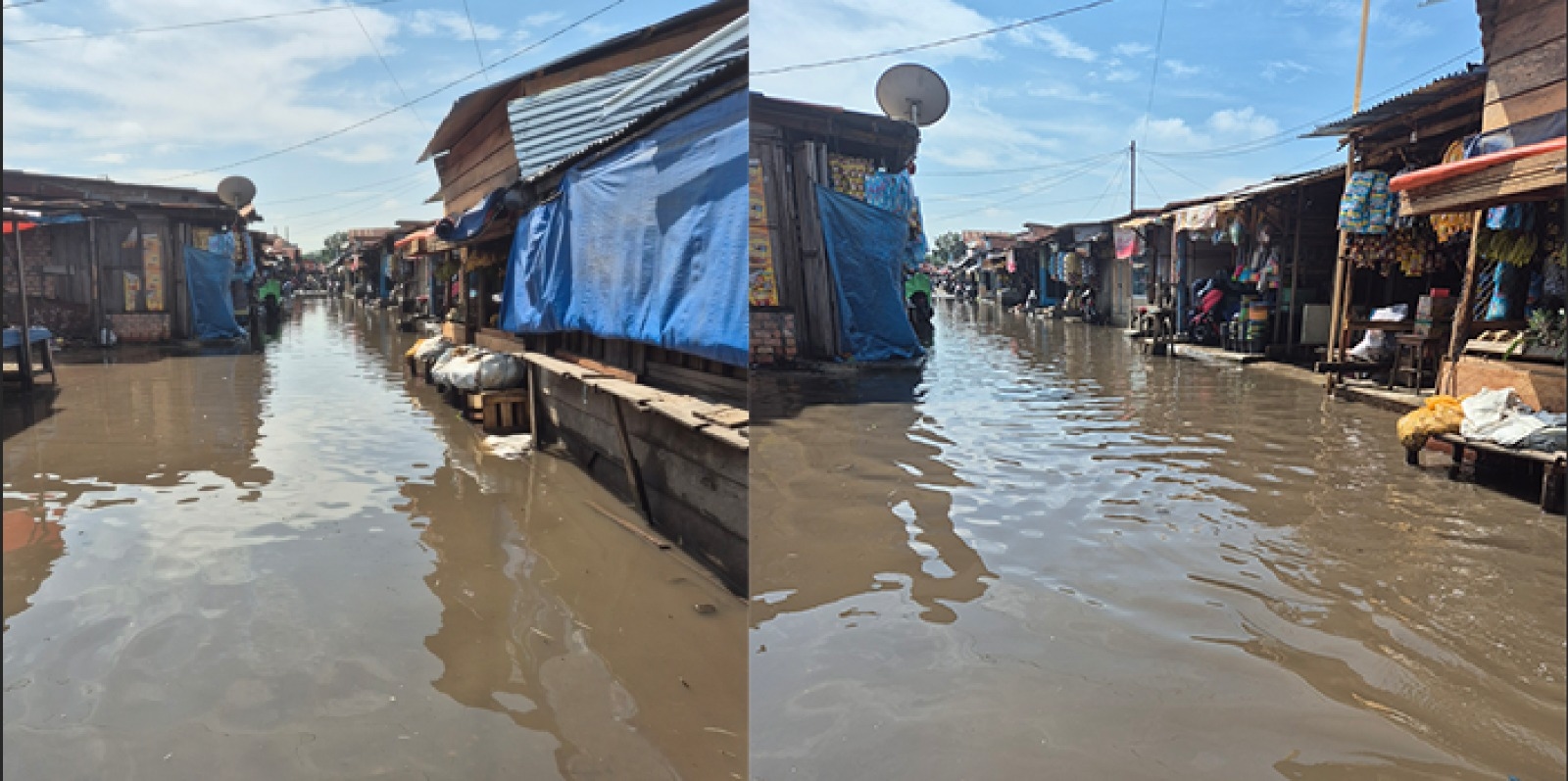 Tidak Adanya Drainase, Kawasan Pasar Baru Tanjung Enim Tergenang Air Selutut