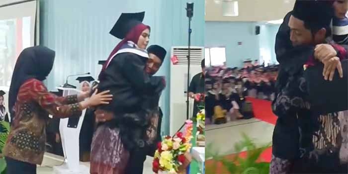 VIRAL Momen Haru Seorang Ayah Gendong Putrinya yang Sakit untuk Wisuda, Banjir Pujian Netizen