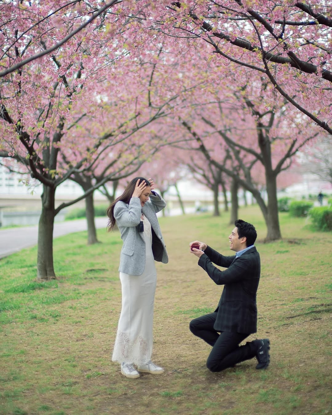 Momen Romantis Luna Maya Dilamar Maxime Bouttier di Bawah Keindahan Bunga Sakura
