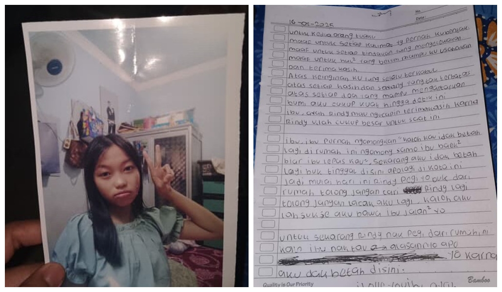 Bocah 13 Tahun di Palembang Kabur dari Rumah, Tulis Surat Menyentuh Hati Ucapan Maaf dan Terima Kasih untuk Orang Tua