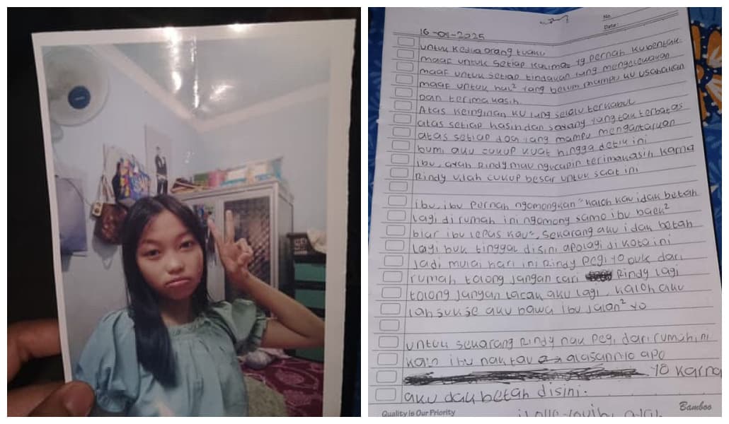 Bocah 13 Tahun di Palembang Kabur dari Rumah, Tulis Surat Menyentuh Hati Ucapan Maaf dan Terima Kasih untuk Orang Tua
