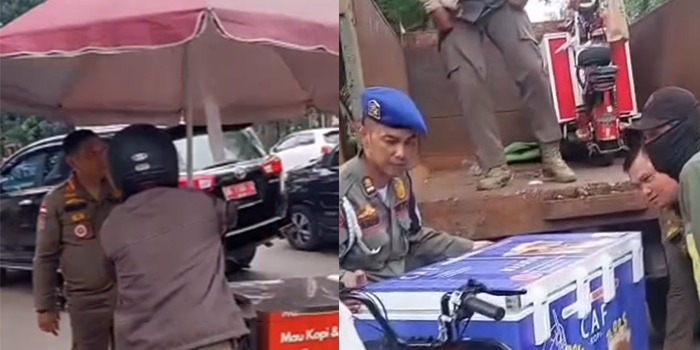 Satpol PP Palembang Tertibkan Pedagang Kopi Keliling yang Mangkal Taman TVRI